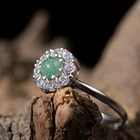Jewelry Longquan Celadon Chinese Elegant Celadon Glaze Drop Style Vintage Ladies Sterling Silver Ring Jewelry