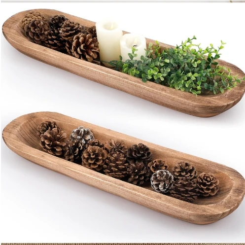 candlenut Wood Charger Plate for Home and Kitchen Sustainable Snack Platter with Plant Pattern for Serving Wedding Decorations