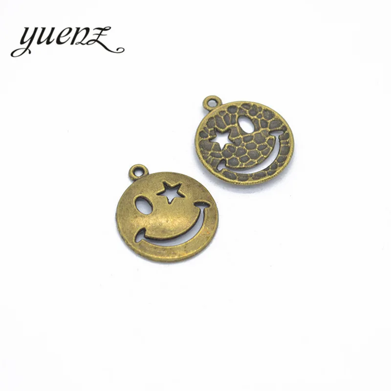 YuenZ 22*19mm Alloy gold color Smiling face charms pendant fit necklace bracelet diy Pendants for jewelry making I120