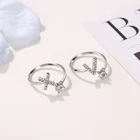 Ring Rings 7BEADS 2021 Women Adjustable Rhinestone A - Z Letters Initial Name Stackable Ring Alphabet Rings