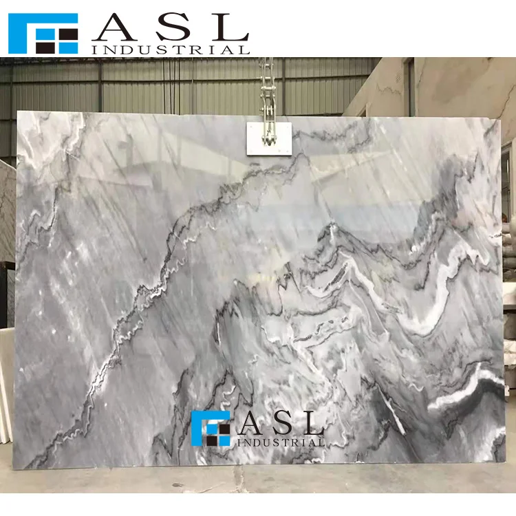 Luxury Bruce Book Match Natural Grey Marble Floor Tile Stone Slabs