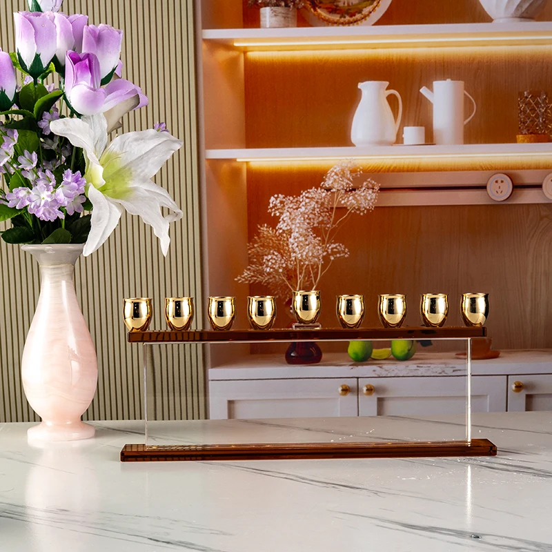 product small bridge cyrstal 9 pillar flat wedding center glass candle holder home decoration high end crystal candle holder-10