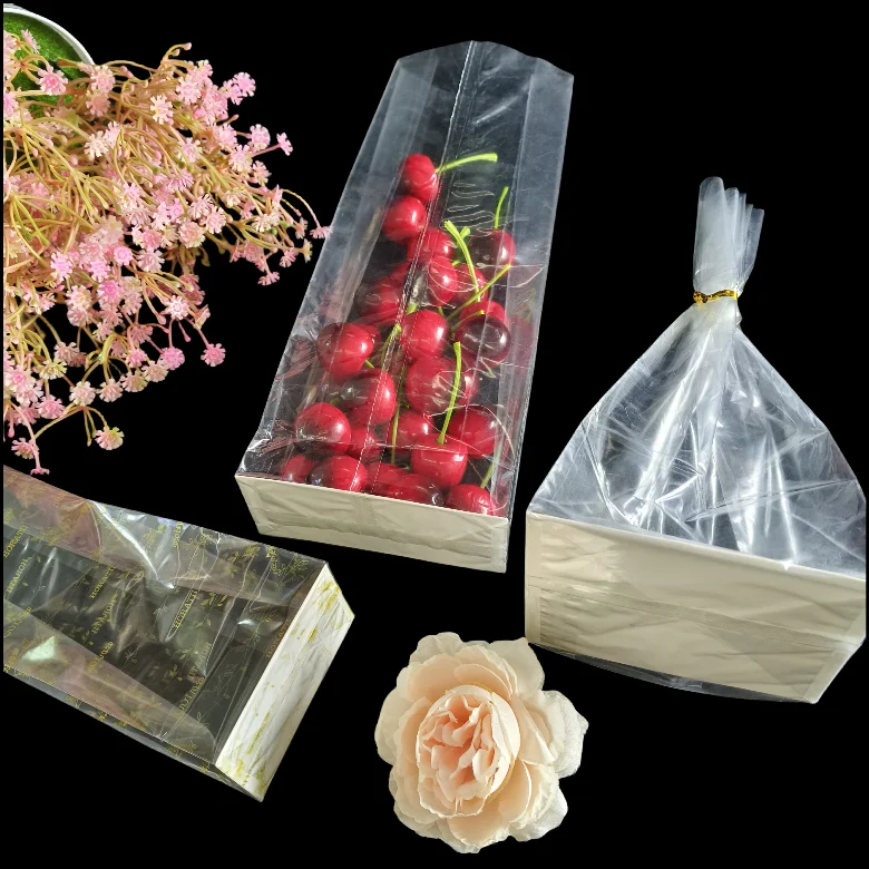 New Customized Design Clear Plastic Opp Transparent Cellophane Square Bottom Side Gussets Candy Cello Bags For Food