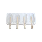 Ice Cream Popsicle Silicon Mould Hot Sales 4 Cavities Silicone Cute Ice Cream Pop Popsicle Mould / Mold