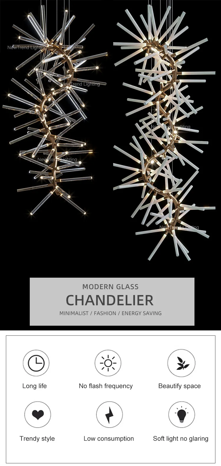 CPL-374 New Product Indoor Decoration Lighting Hall Hotel Lobby Bespoke Clear Glass Chandelier manufacture