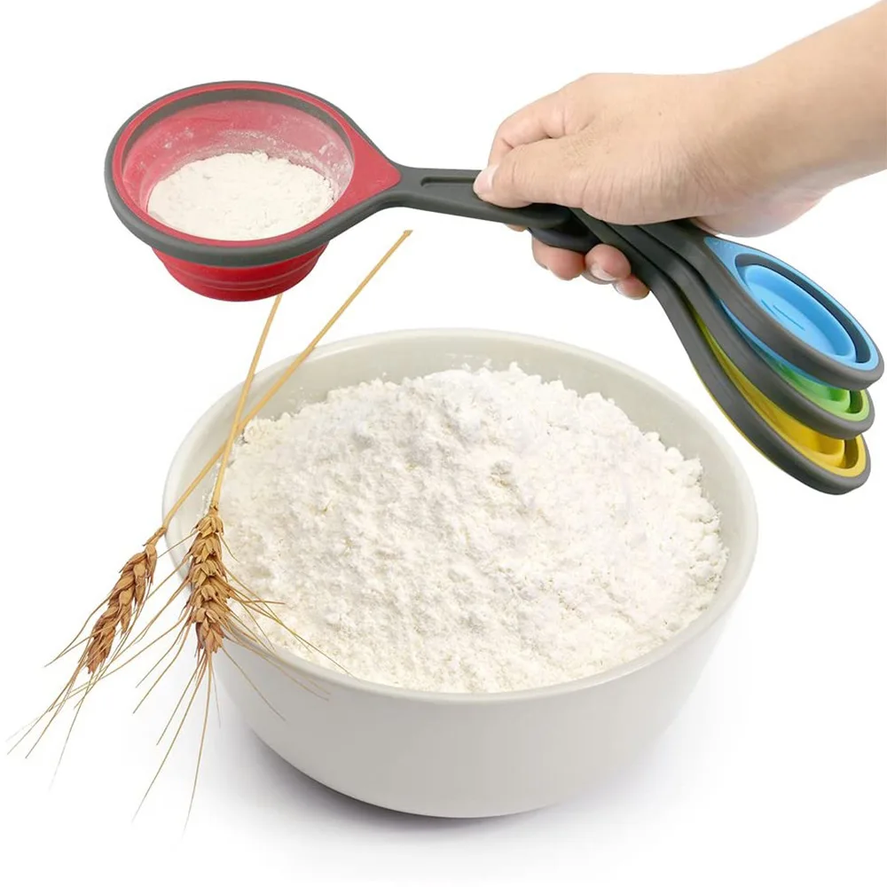 8-Piece Foldable Silicone Measuring Spoon and Cup Set Colorful Kitchen Baking Tools for Baking details