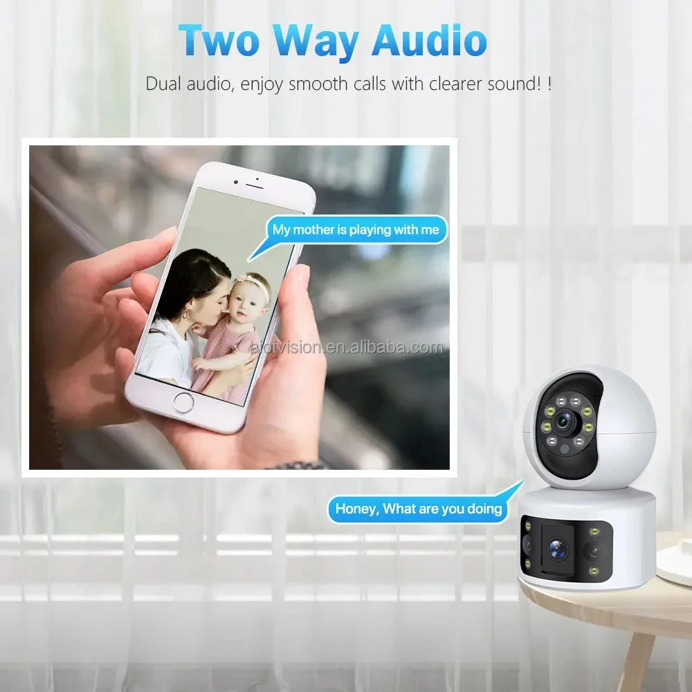 Yoosee 6MP WiFi IP Camera Dual Lens Dual Screen Baby Monitor Home Security Camera PTZ Auto Tracking CCTV Video Surveillance