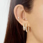 18k Diamond Hoop Earrings Earrings Delicate Luxury Jewelry 18k Gold Plated Diamond Medium Hoop Earrings