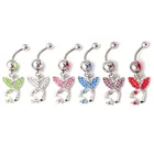 Navel Hypoallergenic Body Piercing Available Rabbit Bunny Dangle Navel Belly Button Ring