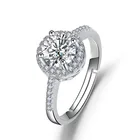 Ring Size Rings Moissanite Round Full Diamond Ring 925 Sterling Silver Resizable Size Rings