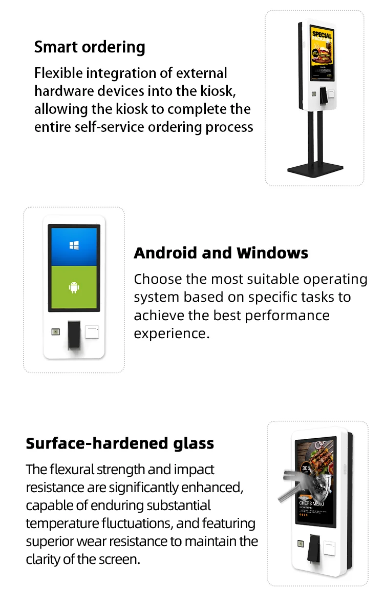 21.5 Inch LCD Self Service Kiosk Restaurant Payment System Touch Screen Ordering System factory
