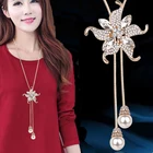 Necklace Hot Selling Fashion Rhinestone Lady 2021 Swan Pendant With Adjustable Length Floral Long Necklace