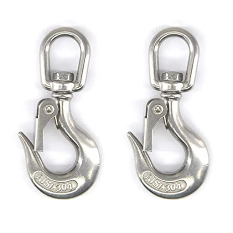 1/4" Eye Slip Hook with safety latch Stainless Steel Marine Lifting 