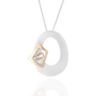 Silver Jewelry Custom Silver Chain Clear Glass Jewelry Oval Dangling Pendant Necklace For Women Jewelry
