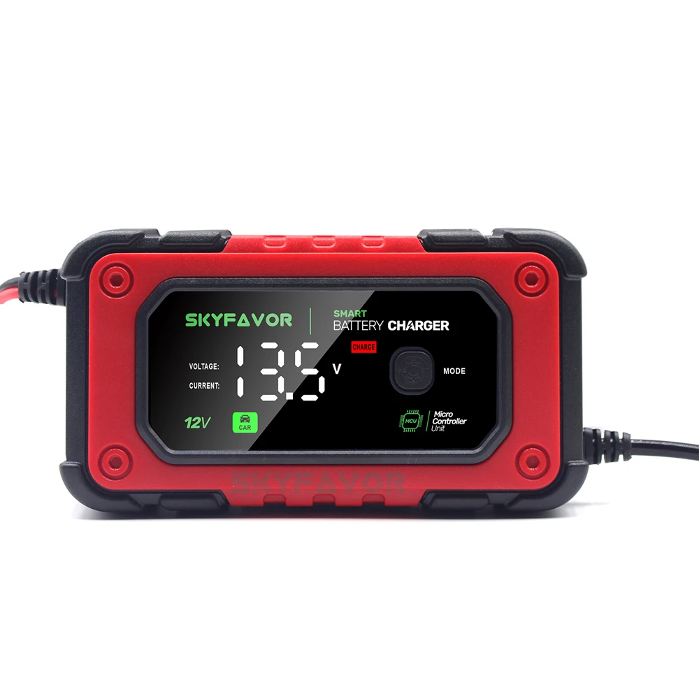 Latest motorcycle car battery charger 12V 7A fast lead acid and lifepo4 Universal 12 volt battery charger for 4AH-120AH battery