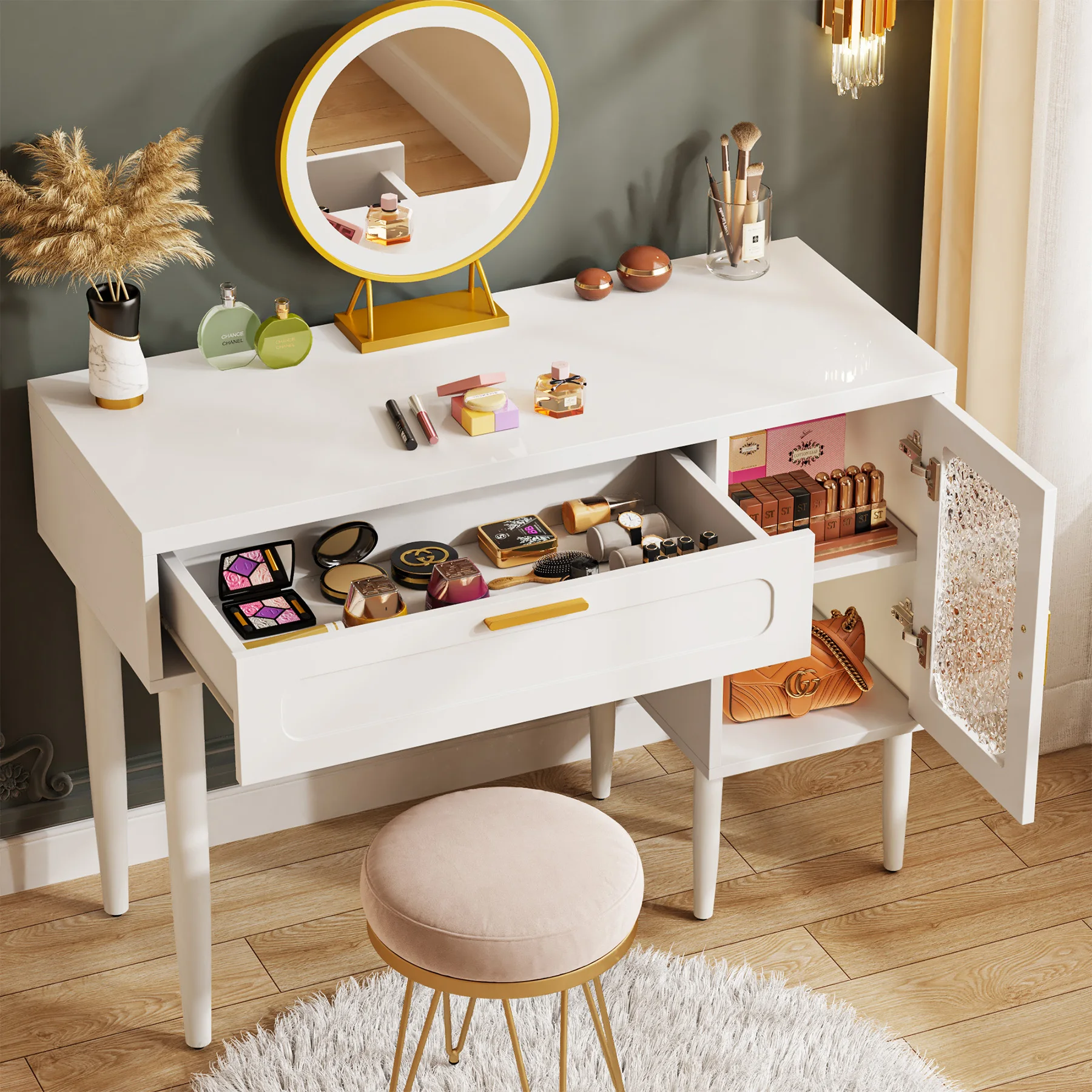White Nice Design Modern Vanity Desk Dressing Table Make Up Vanity Desk For Makeup