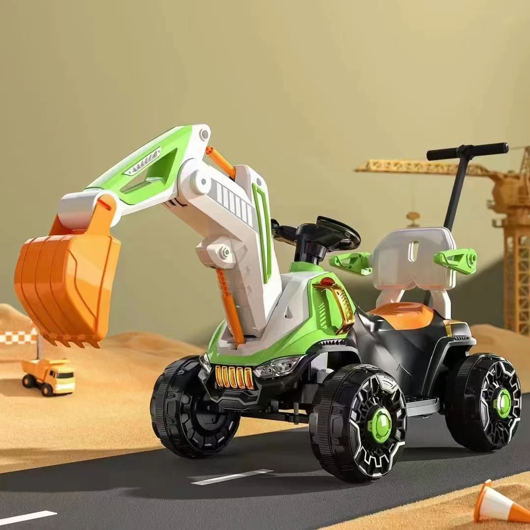 2023新设计多功能儿童矿用热销电动挖掘机儿童电动四轮玩具
