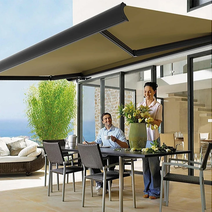 2.5 x 2m Aluminum Manual Awning Canopy Garden Sun Shade Shelter Retractable 
