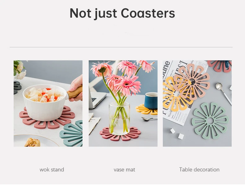 Modern Floral Design Silicone Plate Mat High-Temperature Resistant Anti-Scalding Coaster Placemat for Dining Table Household Mat manufacture