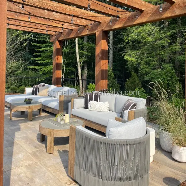 Teak outdoor furniture hotel patio set garden sofas rope solid wood dinning chair