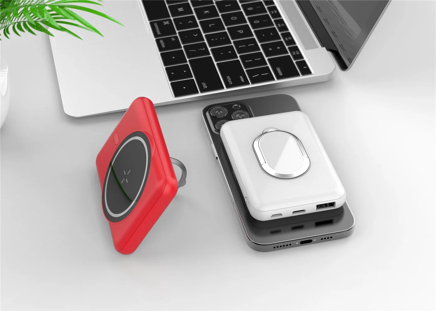 2021 New Trends 5W Magsafe 15W Wireless Power Bank 5000mAh with Stand for Iphone 12