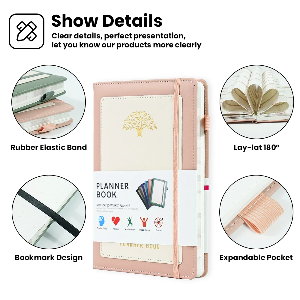 A4 Stone Paper Stationery Small Personal Promotional Blank Cheap A6 Custom Print Pu Leather Notebook With Pen Gift Set