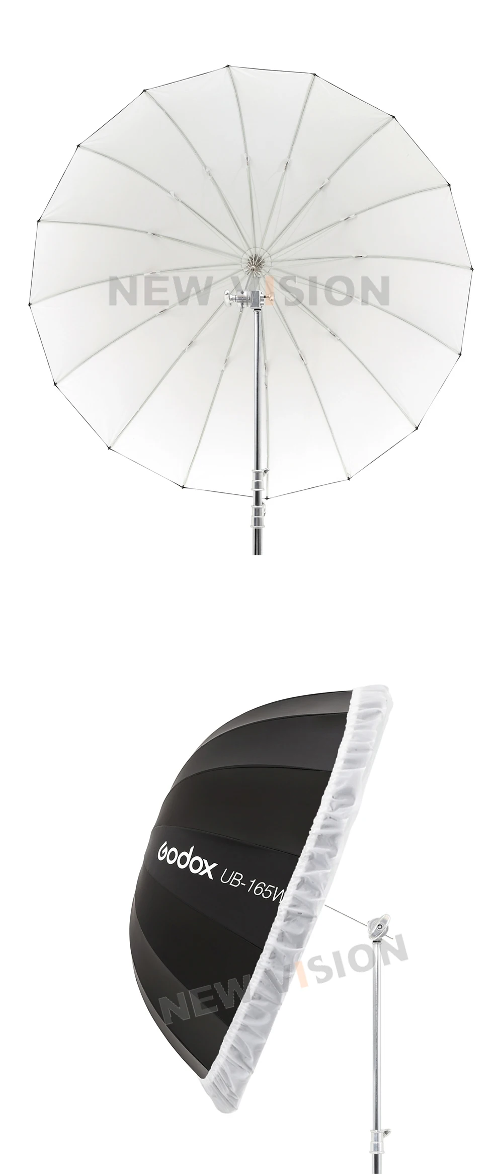 Godox Ub165w 65in 165cm Parabolic Black White Reflective Umbrella