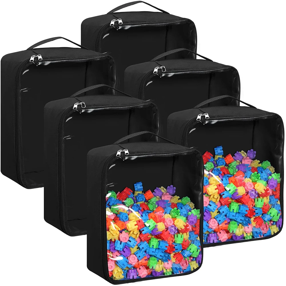 Toy Storage Bags with Clear PVC Window Large  Toy Bags for Building Blocks Puzzles and Board Games Storage