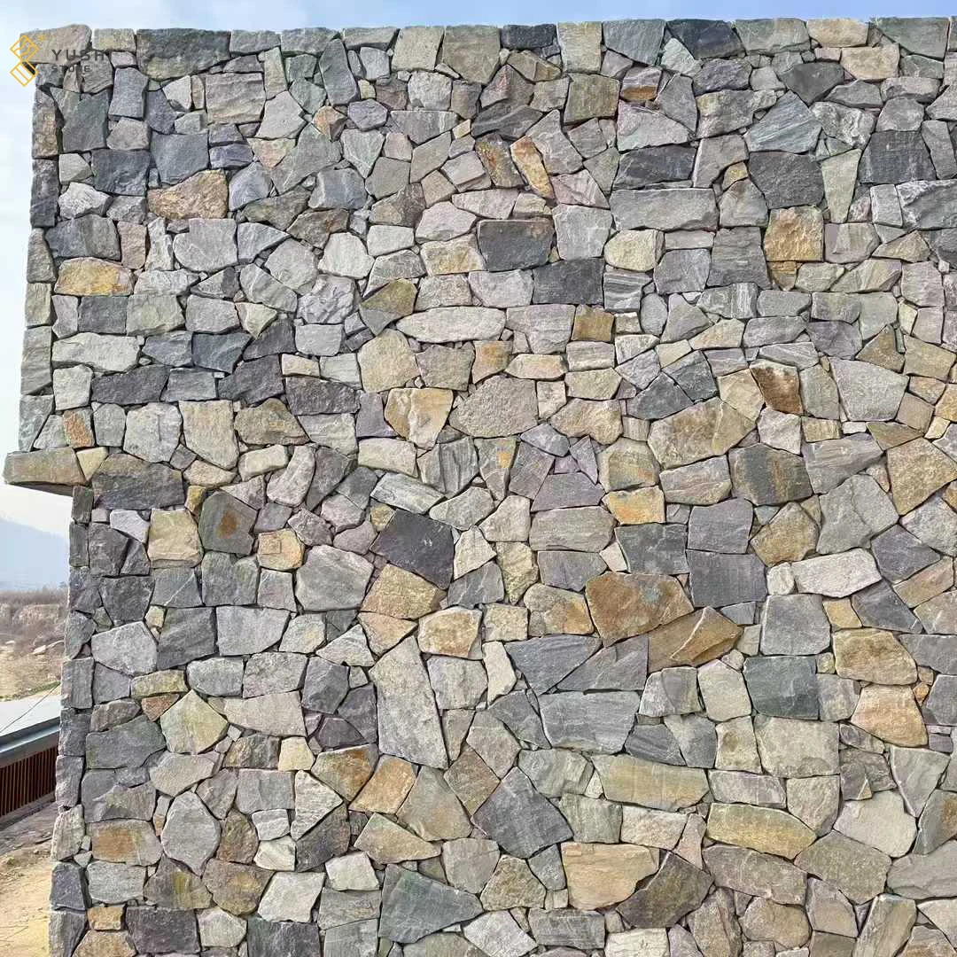 YUSHI Exterior Wall Culture Stone Random Shape Panels Natural Slate Stone Wall Cladding details