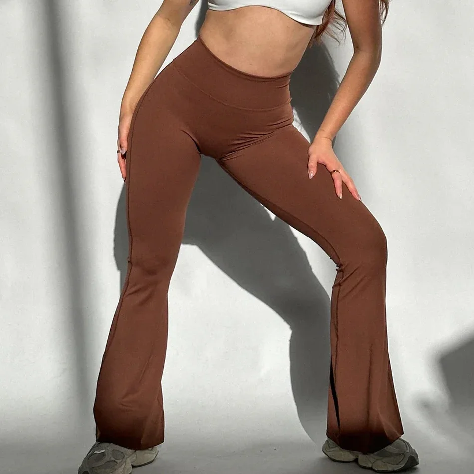 ZAAYO Dames flare, scrunch leggings, V-hals, gekruiste taille, bell bottom, yogabroek, tummy control, bootcut, workout leggings