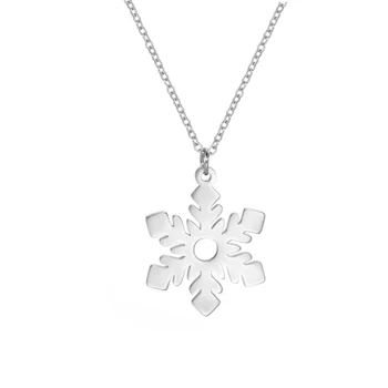 Frozen Elsa Snowflake Jewelry Stainless Steel Charms Pendant Necklace for Women Girls Kids Christmas Gifts Wholesale