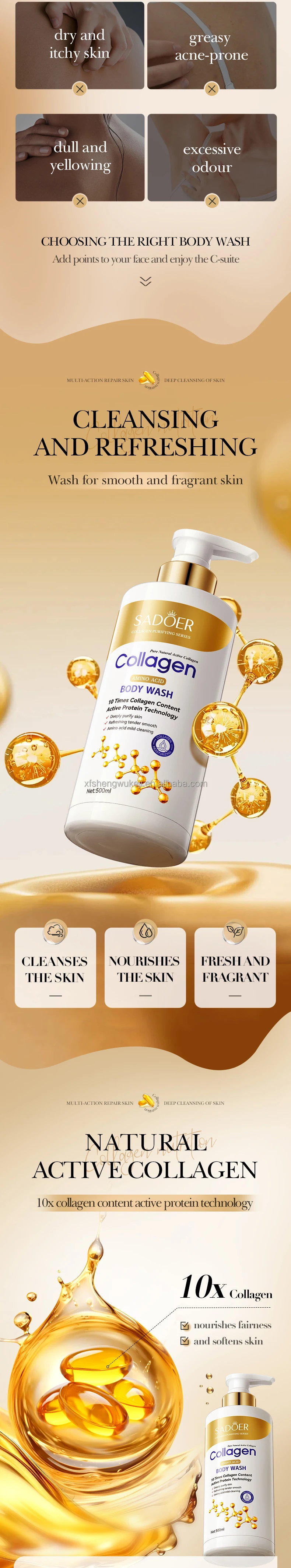 product 500ml oem sadoer collagen gentle cleansing moisturizing body wash whitening shower gel-3