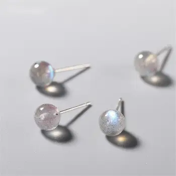 Aimgal Fine jewelry S925 silver ear pin labradorite stone Moonstone Earrings Children's jewelry Girls Gift