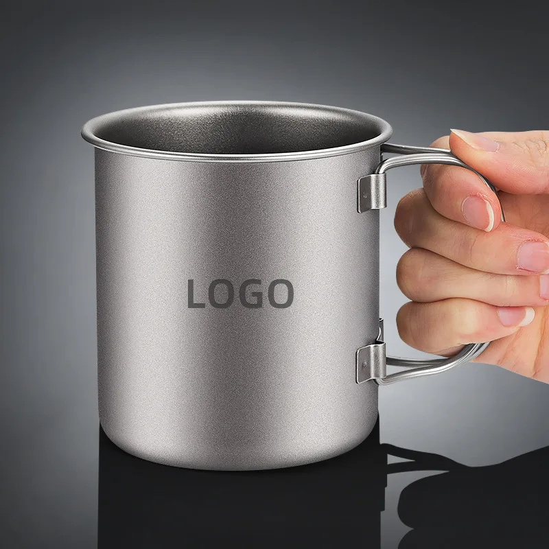 USSE 450ml Outdoor Camping Titanium Cup Ultra Light Mug Water Mug with Lip Hiking Coffee Mug