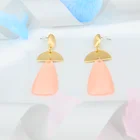 Earrings Earrings Cute Semicircle Brushed Gold Plated Triangle Acrylic Pendant Ladies Earrings
