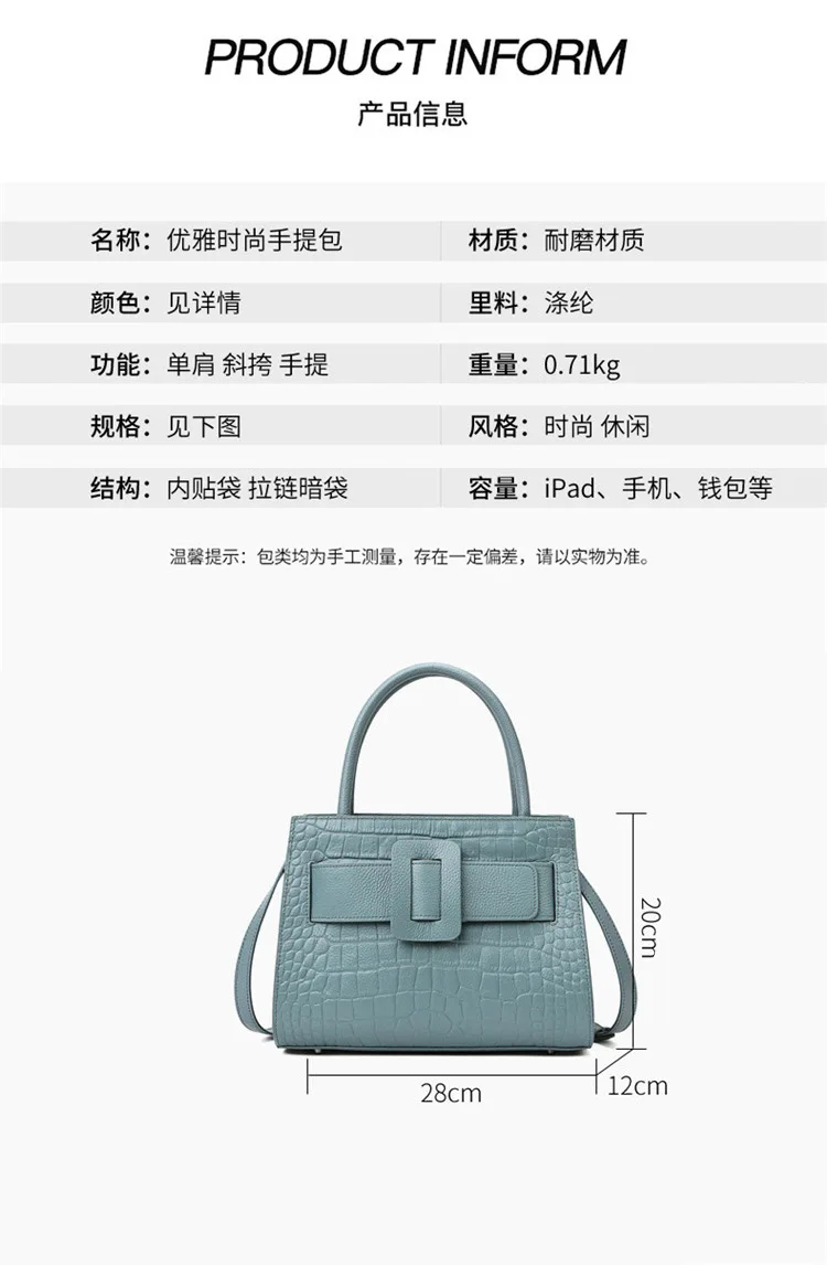 Luxury Crocodile Handbags Women Quality Leather Shoulder Bags Designer Large Capacity Tote Ladies Crossbody Messenger Bag