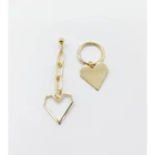 Hoop Earrings Drop Fashionable Asymmetric Gold Heart Hoop Earrings Link Chain Dangle Matching Heart Drop Earrings