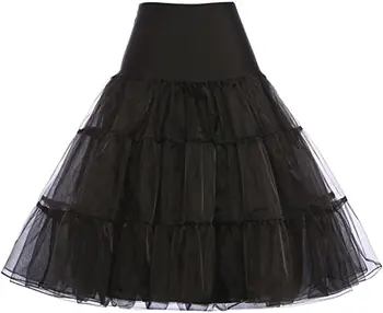 Women Black Skirt Rockabilly Dress Crinoline Underskirts Petticoat