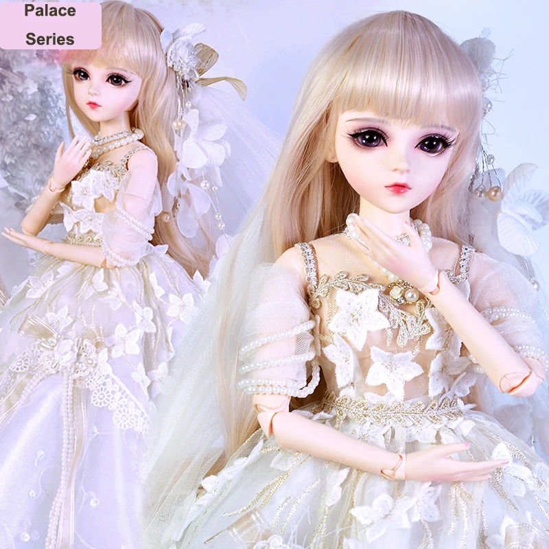 B-Day Gift 1/4 BJD Doll Ball Jointed Girl Dolls Eyes Face Makeup Wig Dress Set 