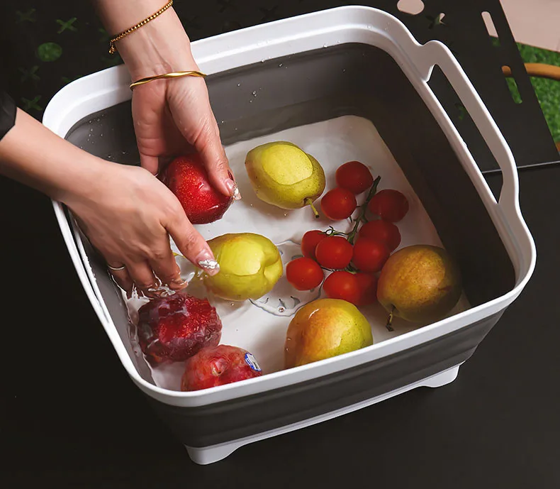 Customized Kitchen Folding Washbasin OEM ODM Wash Fruits and Vegetables Draining Basket Retractable Vegetable Basket