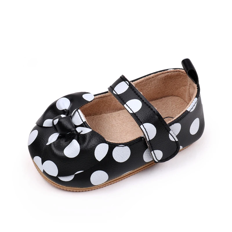 Spring & Summer Color Matching Polka Dot Bow Soft Soled Non-slip Baby Shoes for Girls manufacture