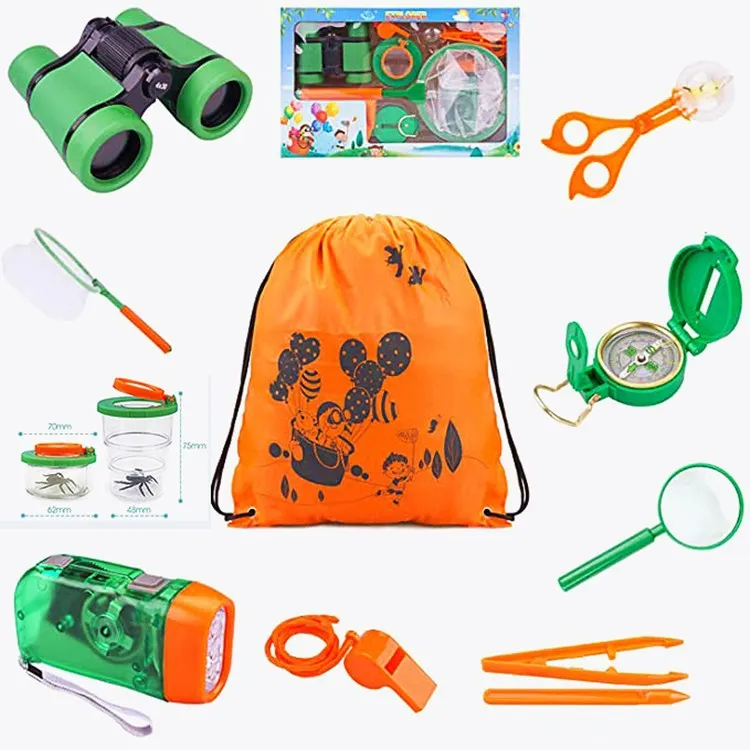 Kids Outdoor Explorer Kit/ Bug Catcher Kit with Binoculars, Compass, Magnifying Glass, and Butterfly Net Toys