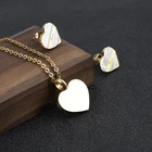 Stainless Steel Pendant Fashion High Polish Stainless Steel 18K Gold Love Pendant And Stud Earring Set