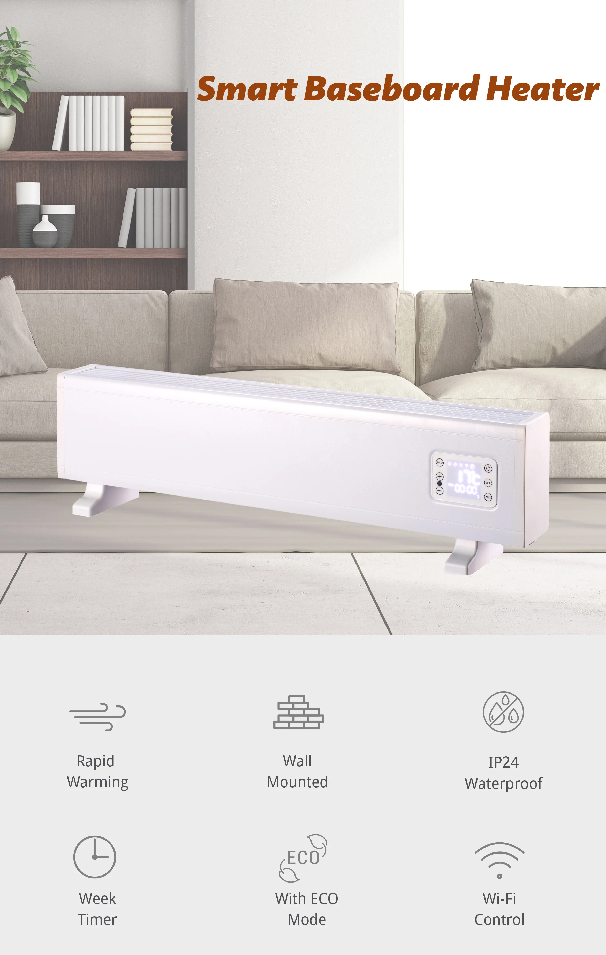 Household Baseboard Heater, 2000W, Portable - detail 6