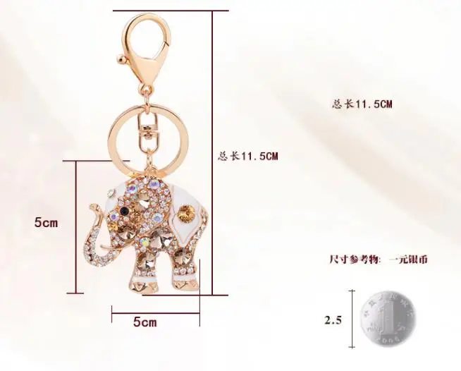 Fashion Crystal Elephant Car KeyChain Alloy Key Chain Ring Holder Animal Keyring Charm Women Bag Jewelry