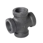 Black Malleable Iron Malleable Iron Pipe Fittings Black 4-Way Cross Malleable Iron Pipe Fitting Connector