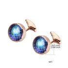 New European Men's Stainless Steel Cufflinks Globe Cufflinks Sapphire Glass Cufflinks
