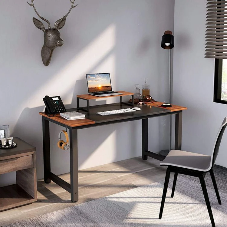 Modern Single Home Furniture Design Study Wooden Metal Office Computer Table