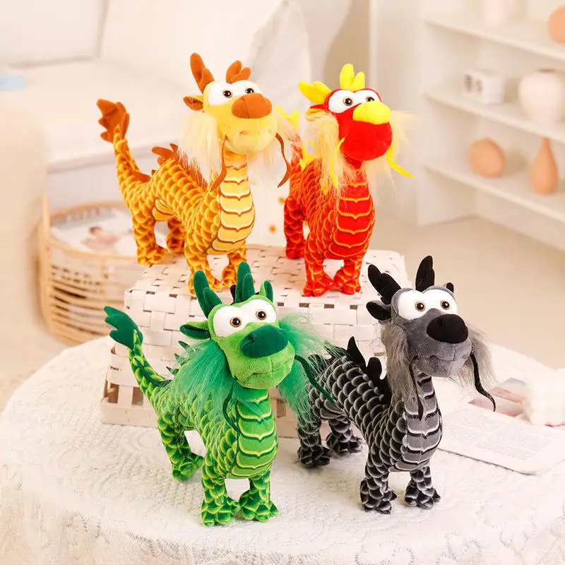 Custom Chinese Dragon Doll Children Gifts Kids Toys Mascot Decorations Gifts Yellow Green Red Stuffed Dragon Plush Toys