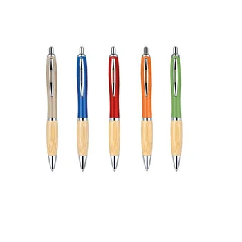 bamboo grip custom logo retractable promotional plastic promo new ballpoint pen